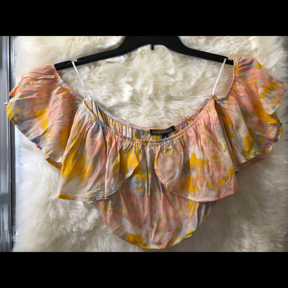 Women’s Floral Off Shoulder Cropped Top “S”